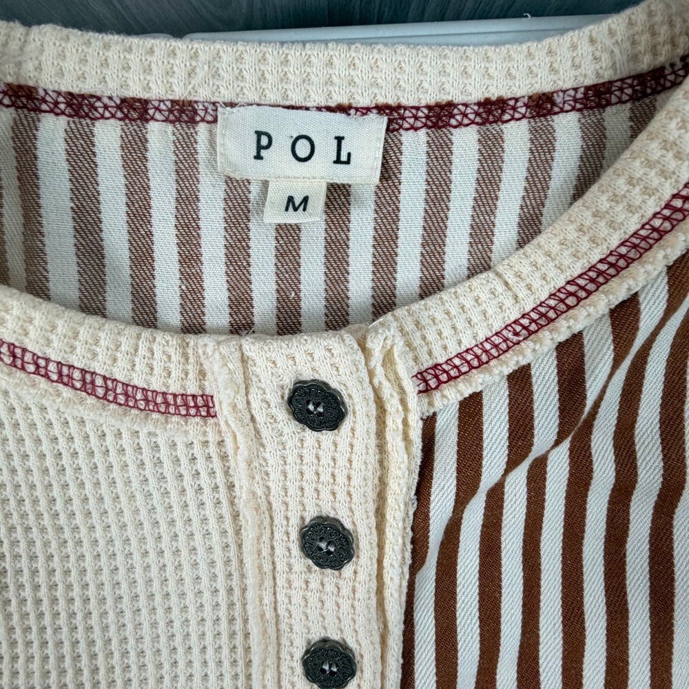 POL Oversized Thermal Woven Patchwork Crochet Kni… - image 5